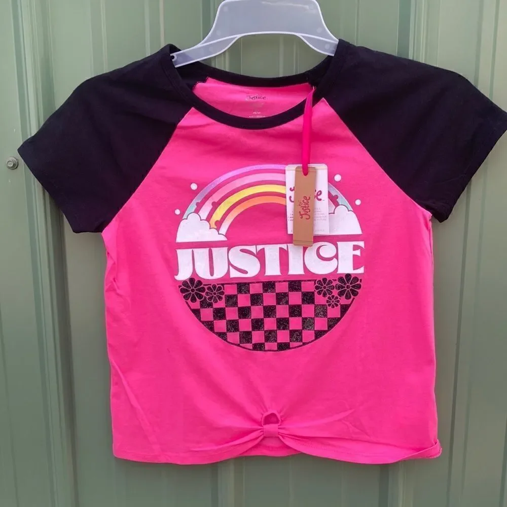 JUSTICE Girls Lightweight Knot Front Graphic T-Shirts 2-Pack Size L (12/14)